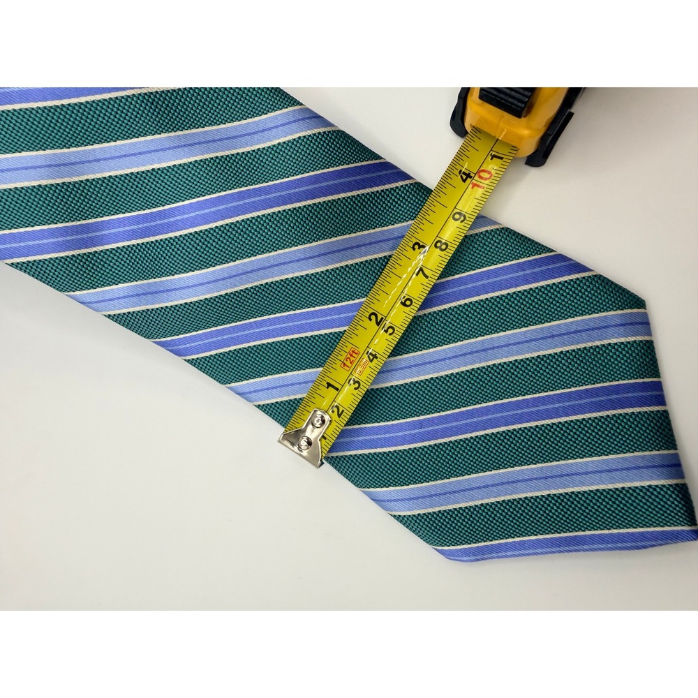 Brooks Brothers Mens Silk Repp Stripe Tie Green Blue England Silk Made in USA